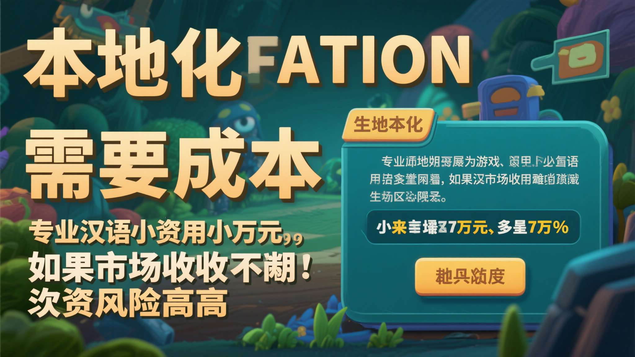 本地化需要成本。 一款中等体量的游戏，专业汉化费用少则数万元，多则数十万。如果市